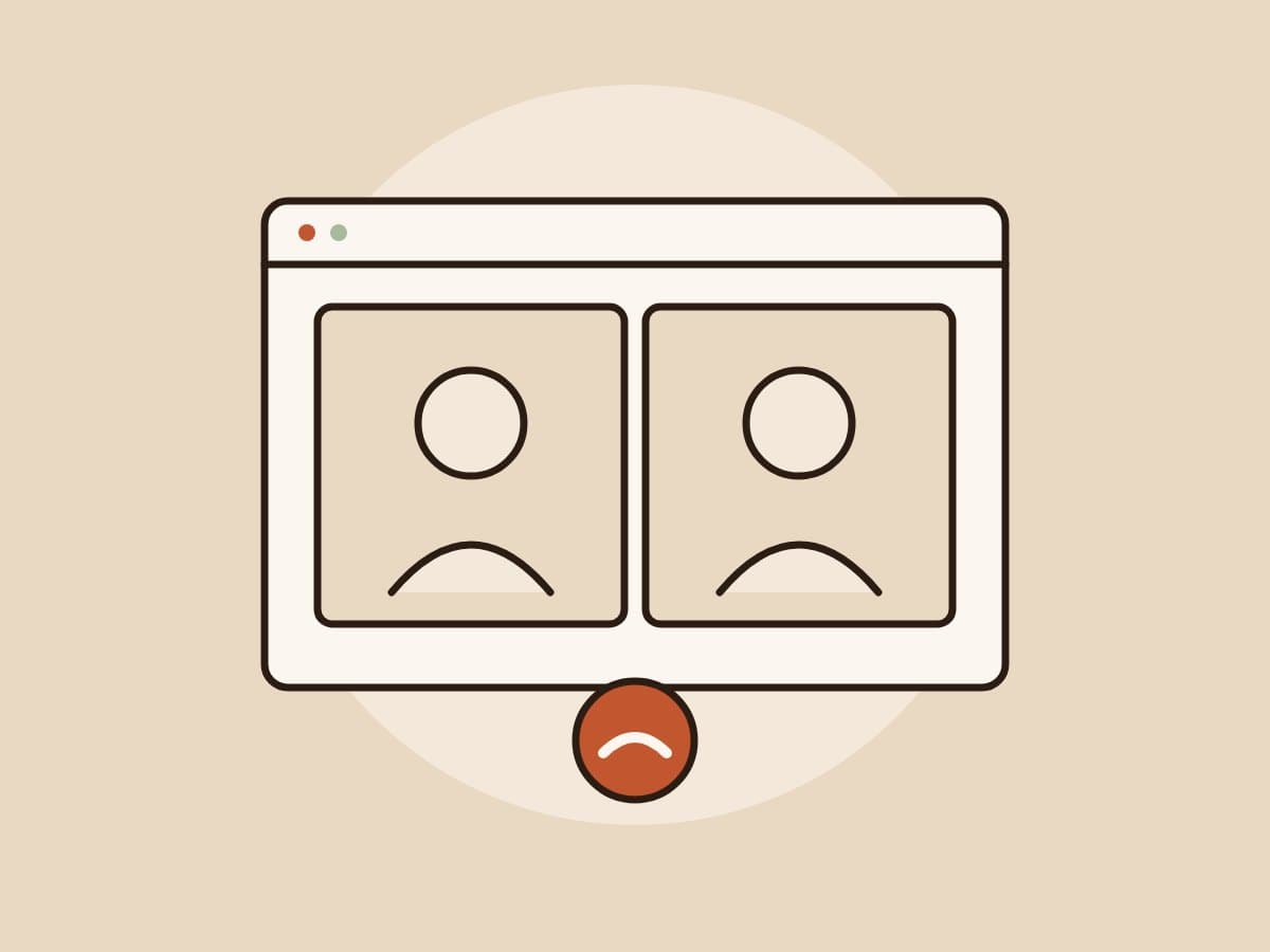 Illustration of a video call with the red end-call button